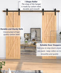 13 Foot Sliding Barn Door Hardware Kit For Double Doors Heavy Duty Track System With Quiet Rollers installed in living room