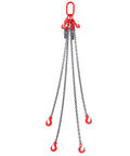 Front view of VEVOR chain sling, 5 ft long, 5/16 in G80 steel chains with red hooks