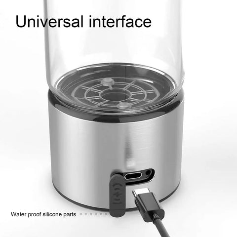 Charging port of Portable Hydrogen Water Bottle With 1400ppb Generator, 460ml Hydration Cup, showcasing universal interface