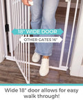 Ninja Level Heavy Duty Auto Close Baby Gate Featuring Hella Low Half Inch Threshold with 18 inch wide door for easy walk-through.