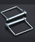 Eight Pack 3 Eighths Inch By 4 Inch Trailer Coupler Pins Heavy Duty Wire Lock Pins shown in a side view on black background