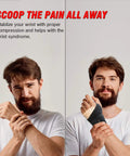 Man wearing All Day Ultra Comfy Carpal Tunnel Wrist Support on left hand, showing relief from pain