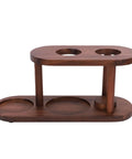 Solid Wood Pour Over Coffee Station With Elevated Stand For Smooth Hand Drip Brews Hella Stable Barista Rack side view of the wooden brewing rack
