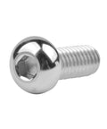 Titanium Button Head Socket Cap Screw 1/4-20 Grade 5 Ti 6Al 4V Fully Threaded with Allen Hex Drive, silver finish, close-up view