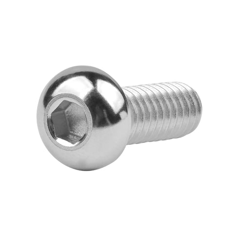 Titanium Button Head Socket Cap Screw 1/4-20 Grade 5 Ti 6Al 4V Fully Threaded with Allen Hex Drive, silver finish, close-up view