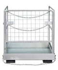 Heavy Duty Forklift Safety Cage And Man Basket With 1150 Lb Capacity built with galvanized mesh panels and foldable frame.