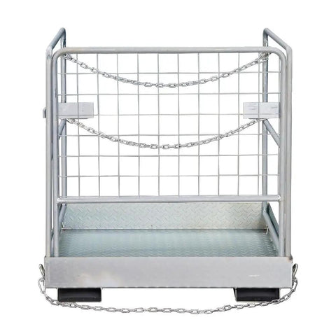 Heavy Duty Forklift Safety Cage And Man Basket With 1150 Lb Capacity built with galvanized mesh panels and foldable frame.