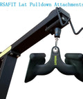 Solid Steel Lat Pull Down Bar Attachment For Cable Machines, V Bar And T Bar Combo With Knurled Ergonomic Grips close-up