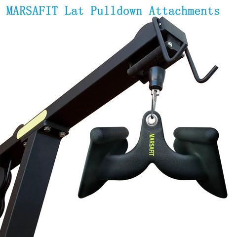 Solid Steel Lat Pull Down Bar Attachment For Cable Machines, V Bar And T Bar Combo With Knurled Ergonomic Grips close-up