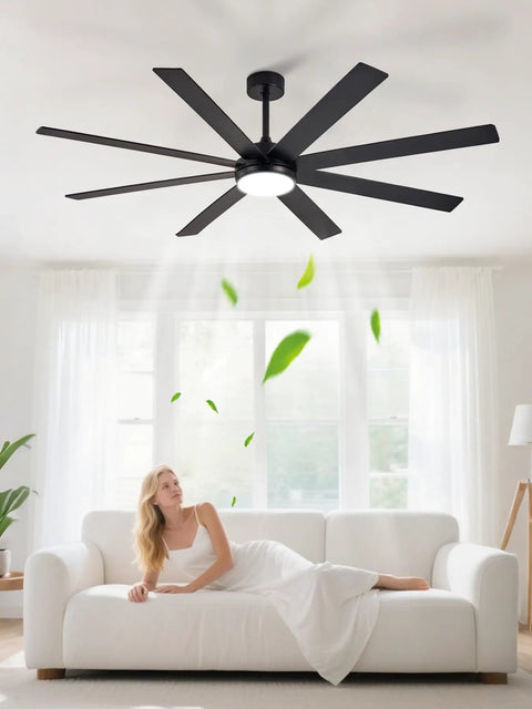 66 Inch Black Ceiling Fan With Lights For Indoor Outdoor Spaces Slick Remote And App Control Dimmable Lighting 6 Speeds