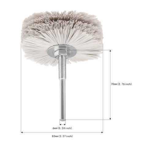 3 Pack Nylon Abrasive Wheel Brush Filament Set With 320 400 600 Grit For Rust Removal, 83mm diameter, 6mm threaded shank