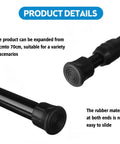 Close-up of Four Pack Sliding Door Security Bars With Rubber Tips Extendable Tension Rods Adjustable From 15.7 To 27.6 Inches Black For Child Safety And Home Security Fits Most Sliding Doors And Windows, showing rubber tips and extendability.