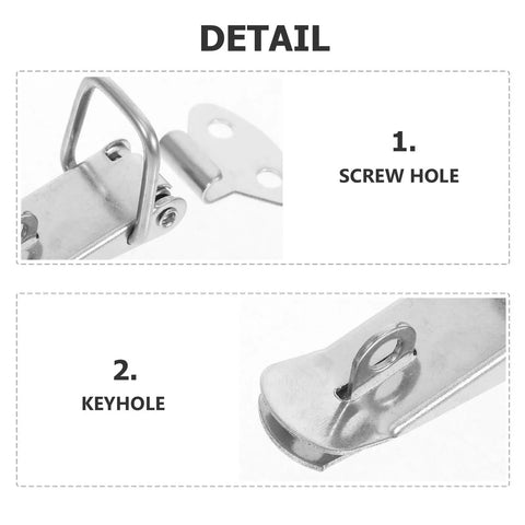 6 Sets Heavy Duty Stainless Steel Toggle Latch 72mm Chrome Spring Loaded Locking Bar Clamp For Toolbox Drawer Cabinet Box Security, screw hole and keyhole