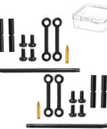 Two Pack Pro Grade Top Notch High Precision Non Slip Rotation Pins For Precision Machines, Motorcycle Engines, And Vehicle Aircraft Model Balancing Bars; shown with components and storage case.