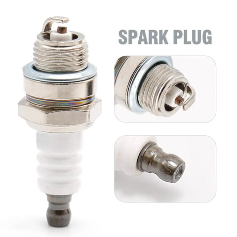 Two Size 2 Foot Fuel Line Hose Filter Kit With Primer Bulb And Spark Plug For Poulan Craftsman Chainsaw Replaces 530071835 530037793 530095646 188-513-1 showing spark plug details.