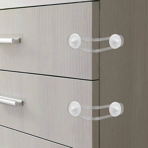 4 Pack Kid Proof Cabinet Locks For Drawers And Furniture, Flexible Adhesive Strips For Easy Install, No Drilling, Strong Hold