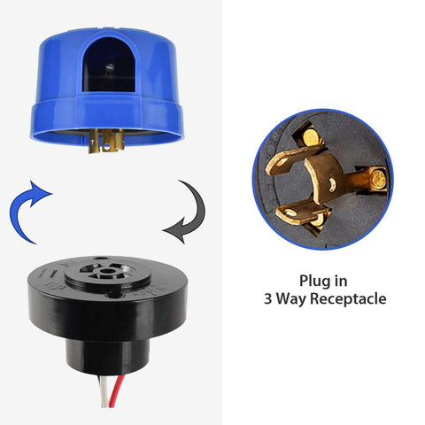 Outdoor Dusk To Dawn Photocell Sensor Receptacle Set With Base Twist Lock Auto On Off Photo Control For LED Lighting