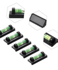Small for spirit Level with Magnetic Bottom for Cross Stitch Frame, featuring multiple liquid level indicators with black bases.