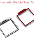 Two Pack 55mm Dustproof Button Switch Cover Protector With Sticker And Double Sided Tape For PC Computer Desktop Industrial Power Switches And Control Panels Square Shield showing open case with tape backing.