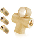3/16 Brake Line Tee T Shape 3 Way Union Kit With Inverted Brake Line Fittings Universal Brakes Line Union Replacement For 3/16in Pipe No Hassle Install Car Accessory, gold brass tee with 3 fittings