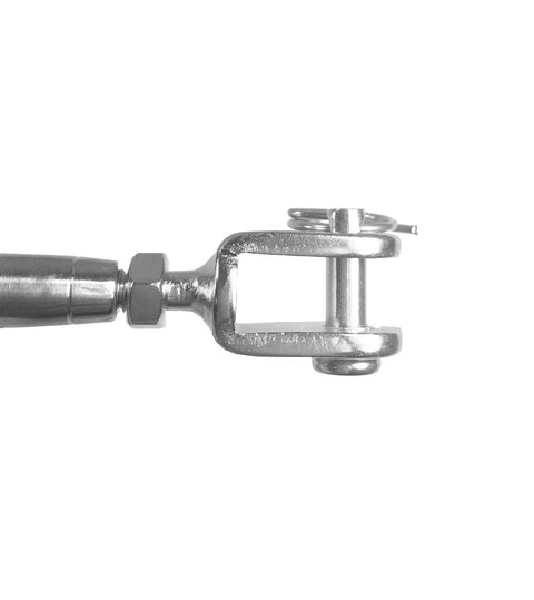 Heavy Duty T316 Stainless Steel Jaw Jaw Closed Body Turnbuckle 3/8 Inch 50 Piece Marine Grade Rigging Kit view from the side.