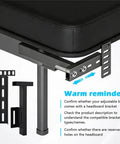 2 Pack Heavy Duty Adjustable Headboard Brackets For Metal Bed Frame With Universal Footboard Extension Kit Fits Queen King Twin shown attached to bed frame.