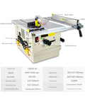 Portable Sliding Table Saw Station Dustless Woodcutting Machine High Torque Motor Garage Shop Favorite For Butter Smooth Precision Cuts with dust cover and angle push plate.