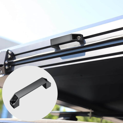 4 Pack 3030 Aluminum Handle Set With 120mm Hole Distance installed on a cabinet, black finish, used for 30 Series European Standard Aluminum Extrusion