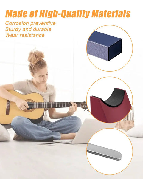 Guitar Luthier Tool Kit For Pro DIY Setup And Repair Leveling Beam and accessories next to person playing guitar