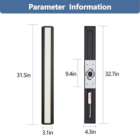 Dimensions of Dope Outdoor Wall Light 20W LED Exterior Fixture, 31.5 Inch IP65 Waterproof Sconce, Warm White 3000K, Sand Black Iron Backplate