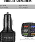 Multiport Car Charger Adapter With QC 3.0 Fast Plug Hub And Universal USB Power, black, compact size with six USB ports.