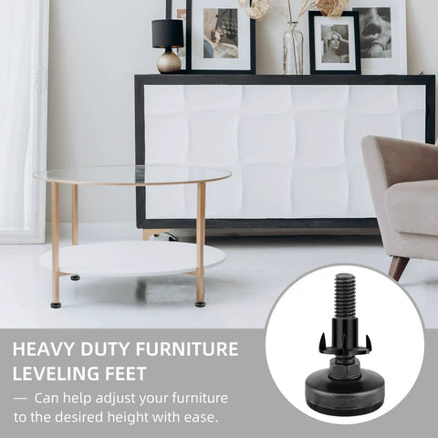 Table with Three Eighth Inch Thread Leg Levelers 24 Pack Beefy Heavy Duty Adjustable Furniture Feet With Threaded Inserts visible