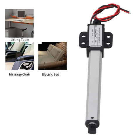 Powerful Mini Motion Actuator With 100mm Stroke And 20N Thrust For Home Automation Projects, Robotic Arms, And Cabinet Doors Running Smooth On AC 24V Power with wiring on a lifting table.