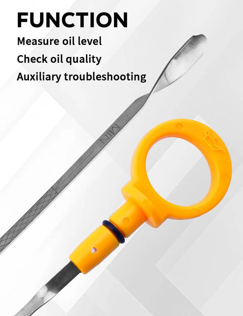 Dodge Challenger Charger Magnum 3.5L V6 Engine Oil Dipstick Replacement with yellow handle shown close-up.