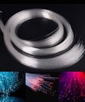 End Glow PMMA Fiber Optic Cable Strands Roll, 100 Pieces, 0.03 Inch Diameter, showcasing fiber optic glowing effects.