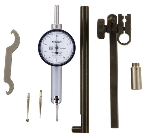Pocket Test Indicator Set With.0001 Inch Graduation,.010 Inch Range, 0-5-0 Dial, Jeweled Bearings, Carbide Contact Points, O Ring Bezel, Glare Free Crystal, Includes.039,.079, And.118 Carbide Tips, Case Included
