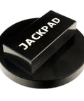 Jack pad adapter in black anodized finish with round base and rectangular top labeled JACKPAD