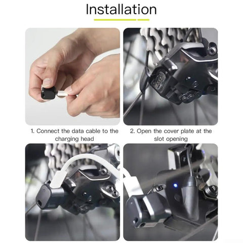 Installation of Type C To 4 Pin Rear Derailleur Charger Converter For 12 Speed DI2 Systems with cable connection to derailleur