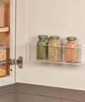 Clear Plastic Wall Mount Organizer Shelf For Kitchen Bathroom Office Bedroom Garage And Craft Room 3 By 11 By 3.25 Inches All In One Durable Storage For Spices Gadgets Meds Tools And More installed with spice jars