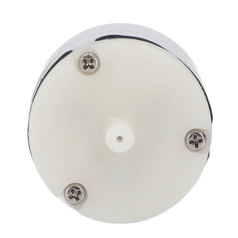 Bottom view of Beefed Up 6V 12V 24V DC Vacuum Pump For Medical Equipment Micro Pneumatic Diaphragm Air Pump showing screws and outlet