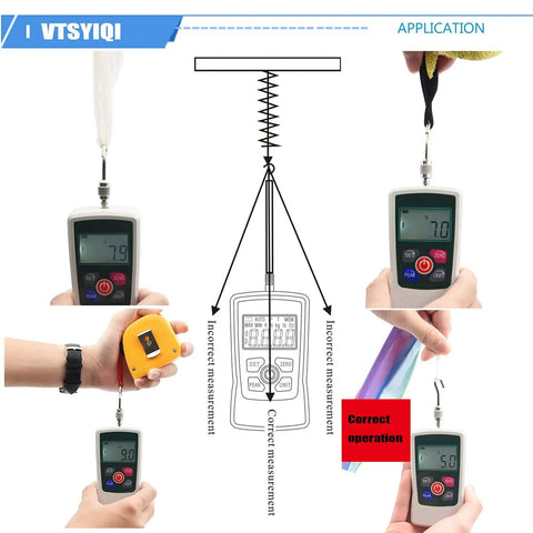 Digital Force Gauge 500 N Push Pull Tester Portable Force Meter With Units N Lb Kg Oz For Electronics Construction Hardware Fishing Gear And Load Testing Workhorse, shown in use