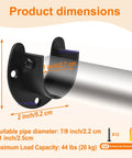 Stainless Steel Wardrobe And Shower Curtain Rod Bracket Set, U Shaped Open Socket Ends, 1 Inch Pole End Supports Flange, Heavy Duty Build, No Fuss Install, Durable Four Pack For Home Or Office Use, black wall bracket with 1-inch rod support