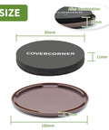 Eight Piece Two In One Furniture Sliders Set For Carpet And Hardwood Floors, Dual Mode Felt Sliders For Hardwood Scratch Proof And Plastic Sliders For Carpet Glide, Snap Covers In Seconds For Easy And Safe Moving showing felt pad and plastic base with dimensions.