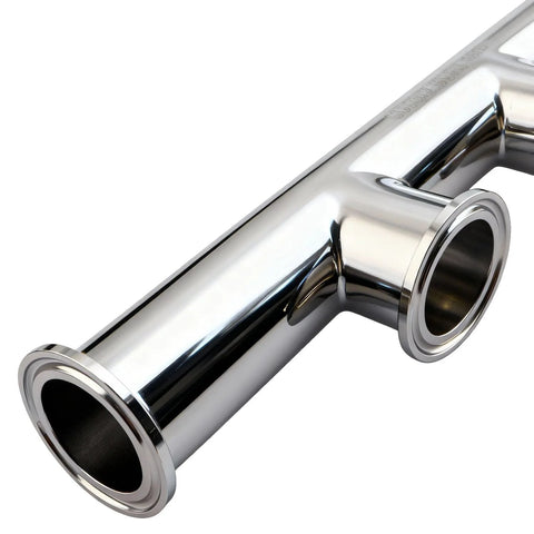 GOGOUP 1.5in tri-clamp sanitary manifold, polished stainless steel, 3-port