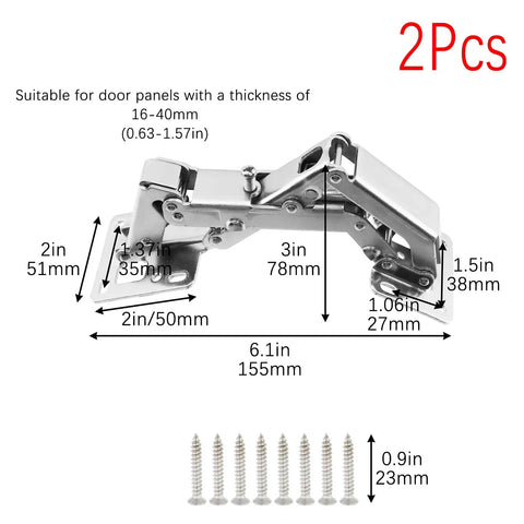 175 Degree Soft Close Cabinet Hinges Pair With Slow Smooth Hidden Frameless Design for Lazy Susan Cabinets and Folded Doors