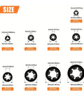 460 Piece Internal Tooth Star Lock Washer Assortment With 9 Sizes Spring Steel showing various metric sizes and dimensions.