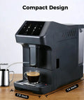 Kick Start Your Day With This Sleek Automatic Espresso Machine Packing A Built In Grinder 19 Bar Pressure And Quick Self Clean Touch Panel For Hella Smooth Latte And Cappuccino Shots At Home Or Work with a coffee cup.