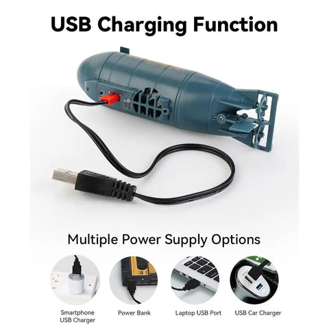 Mini RC Submarine With 6 Channel Remote Control Dope Waterproof Electric Diving Boat USB charging display and options