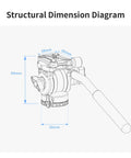 Diagram of Fluid Tripod Head TH10 for Seestar Telescope, showing structural dimensions for polar alignment use.
