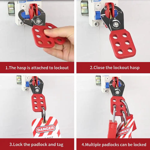 Double Layer Nylon Handle Chrome Plated Steel Lockout Tagout Hasps With One Inch Jaw Engineered For Group Safety Routines And Rough Job Sites Built Tough As Nails For The Daily Grind